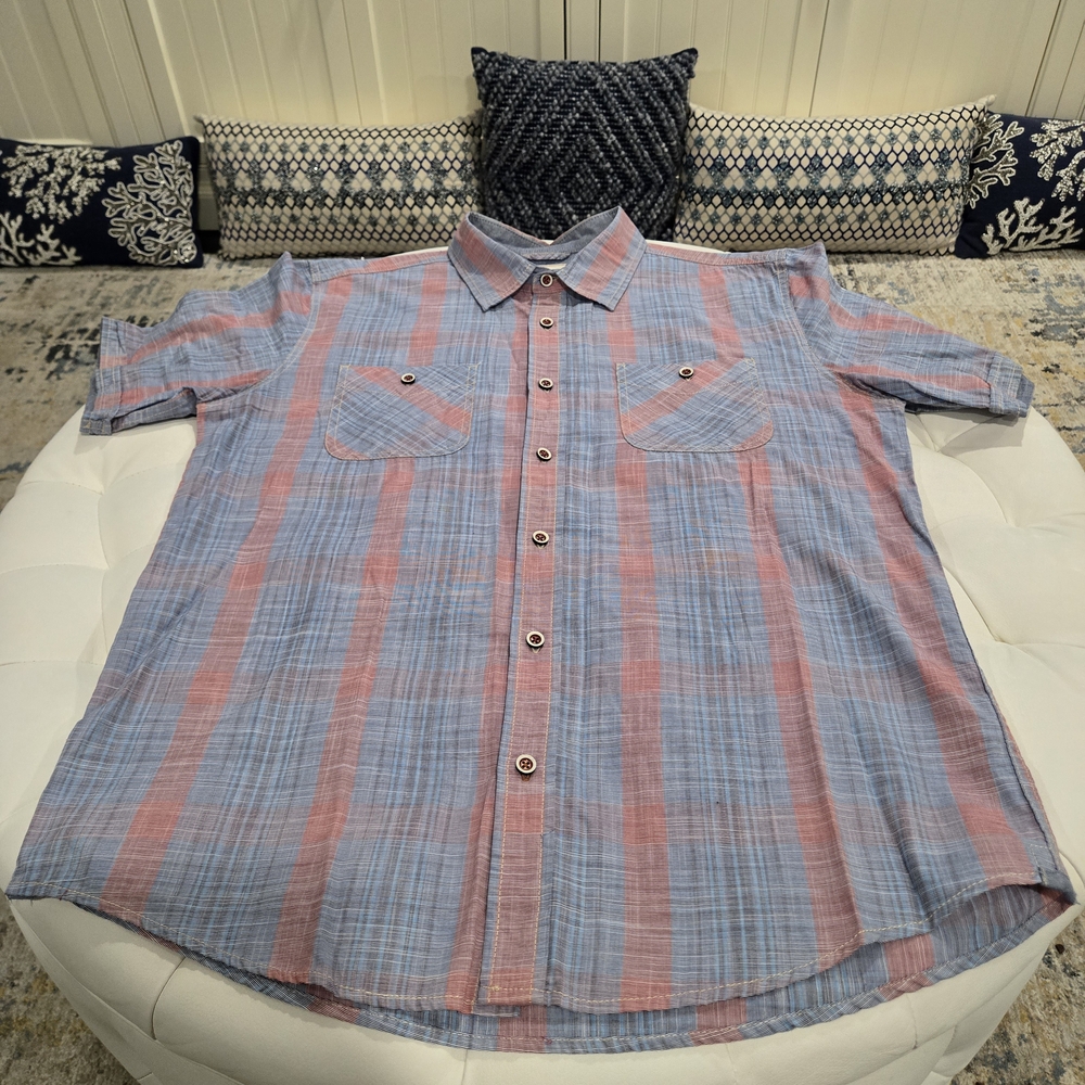 Weatherproof Men's Plaid Shirt in Blue and Pink